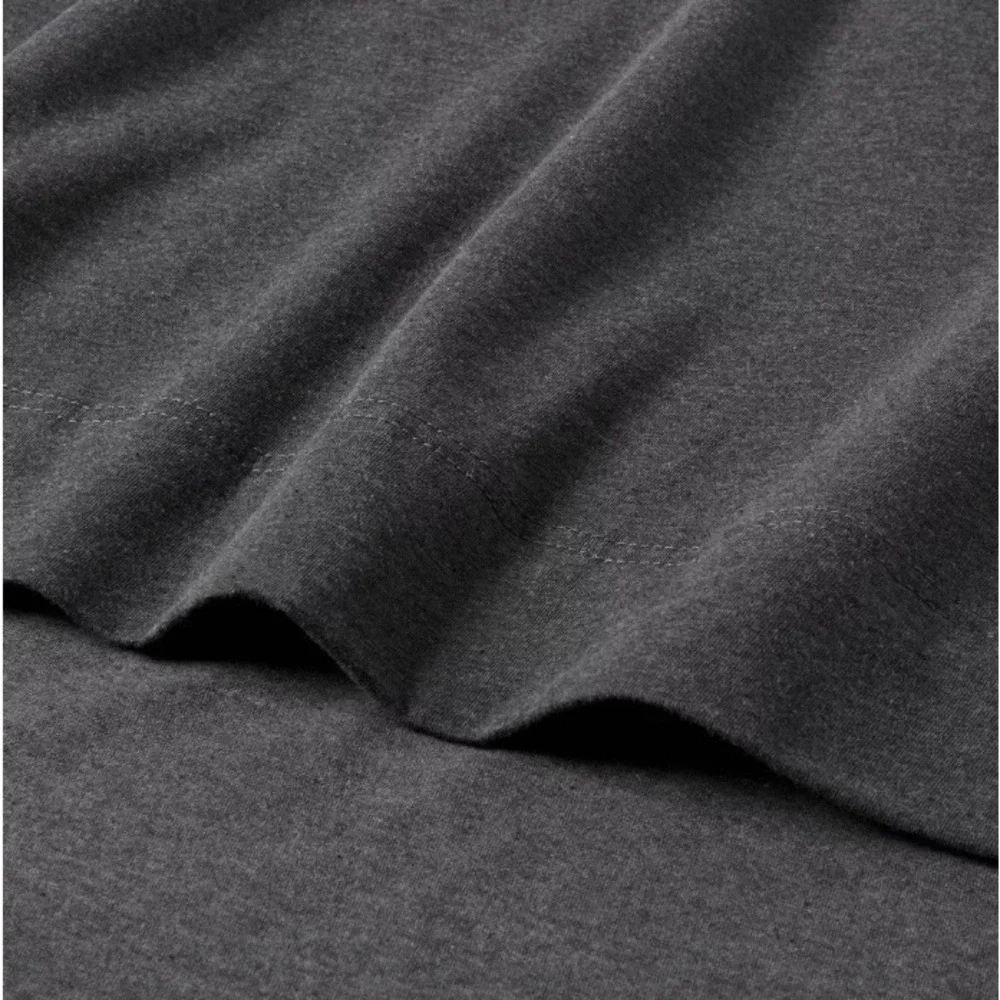 Full Cotton Jersey Sheet Set Heather Charcoal Grey Soft Knit Bedding